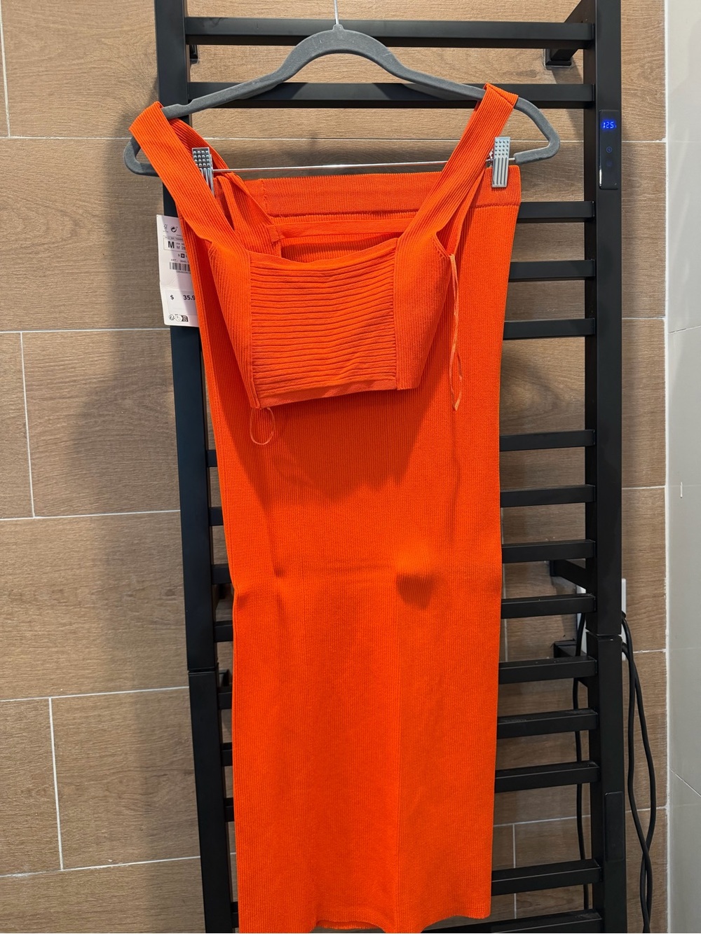 Zara Orange Ribbed Tank Dress